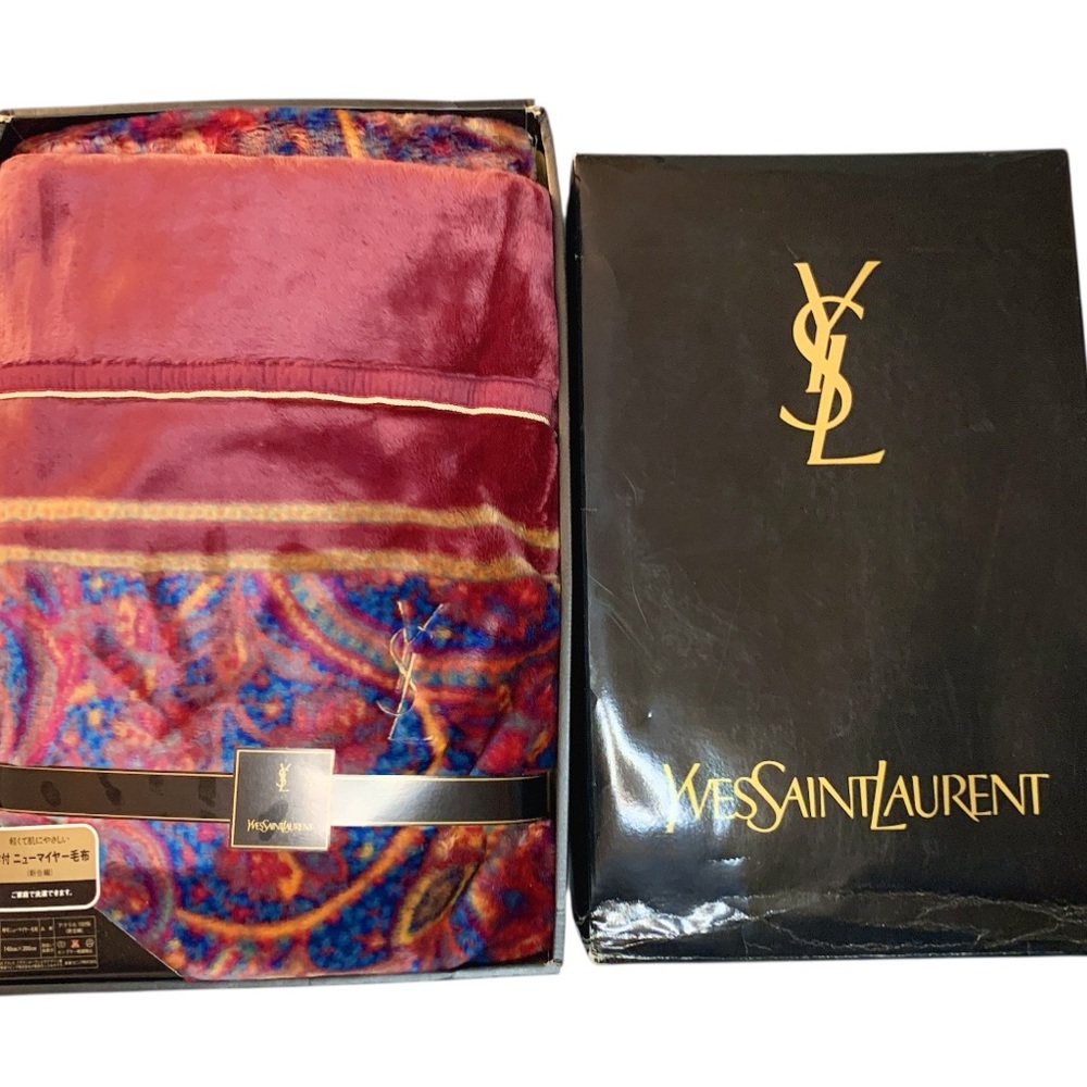 Yves Saint Laurent YSL Plush Red and Blue Throw